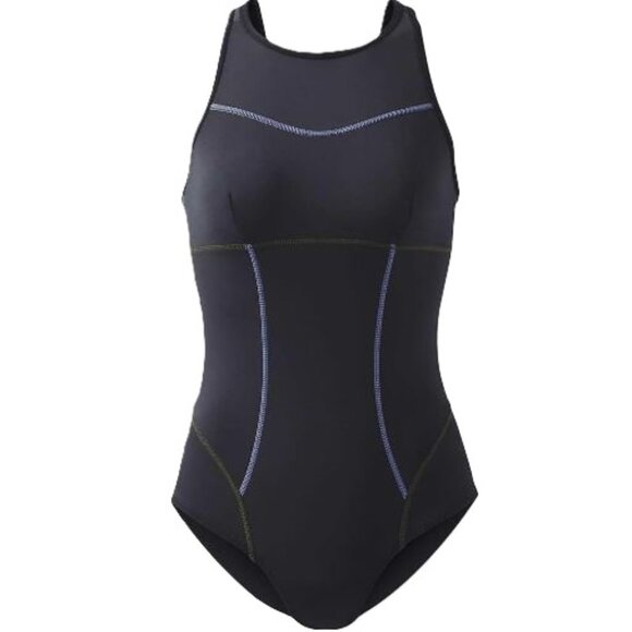 Prana Sporty Eleana One Piece Swimsuit Women's Size S Black Purple Neoprene - Picture 3 of 11